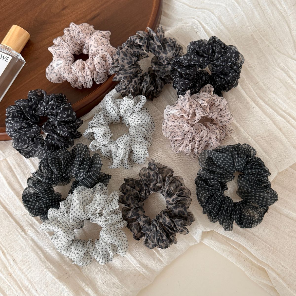 Leopard Print Scrunchie For Women, Made Of Soft Gauze, Perfect Summer Hair Accessory