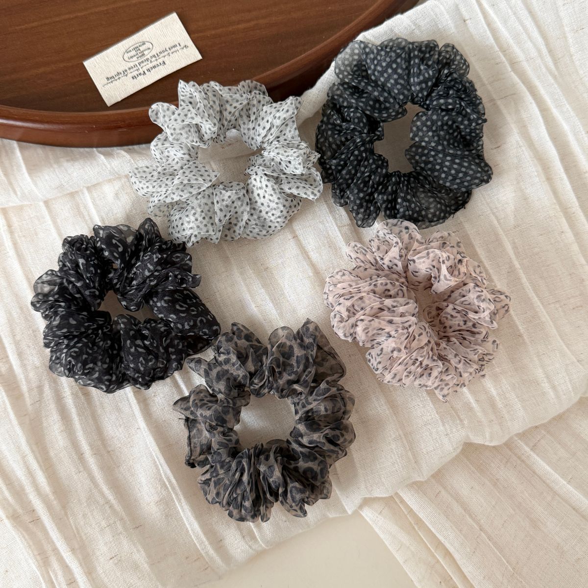 Leopard Print Scrunchie For Women, Made Of Soft Gauze, Perfect Summer Hair Accessory