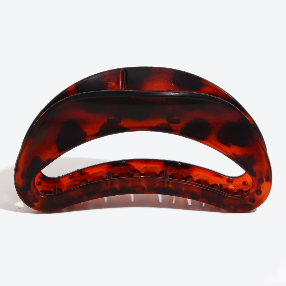 French Style Moon Hair Claw For Women In Dark Black, Perfect Hairpin Accessory For Winter