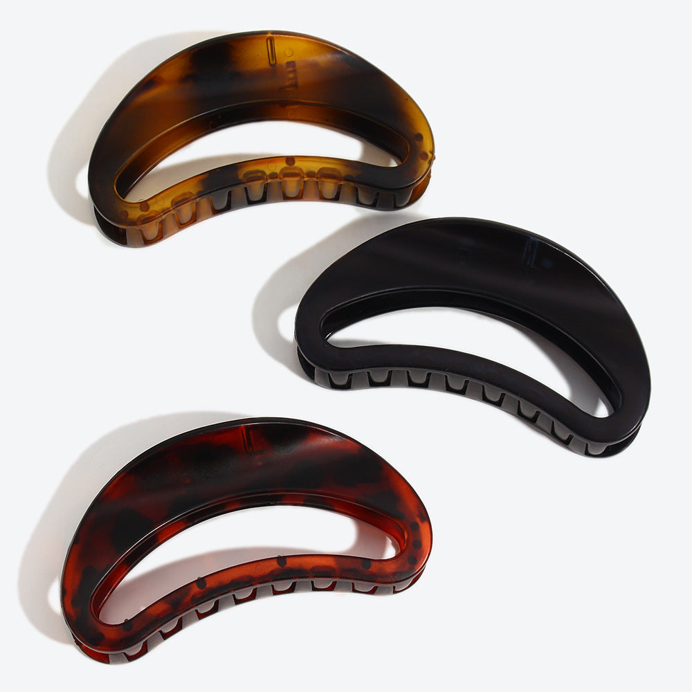 French Style Moon Hair Claw For Women In Dark Black, Perfect Hairpin Accessory For Winter