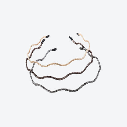 Waves Simple Style Hair Band For Women In Gold Cloth Material Hair Accessory