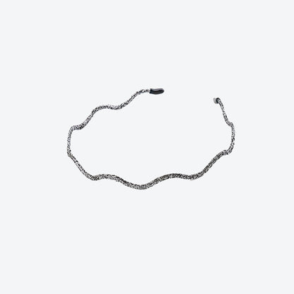 Waves Simple Style Hair Band For Women In Gold Cloth Material Hair Accessory