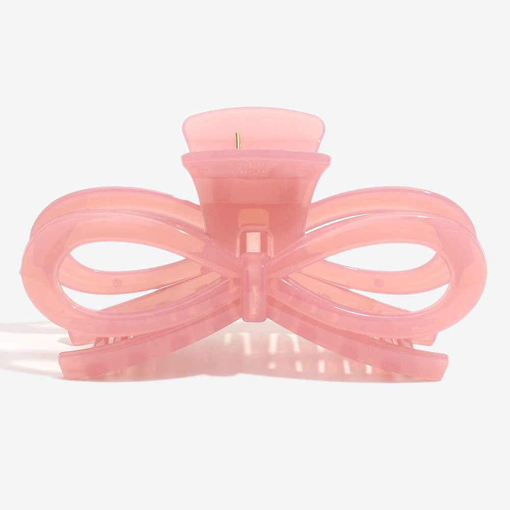 Simple Style Bow Tie Hair Claws For Women In Natural Pink, Winter Hairpin Accessory