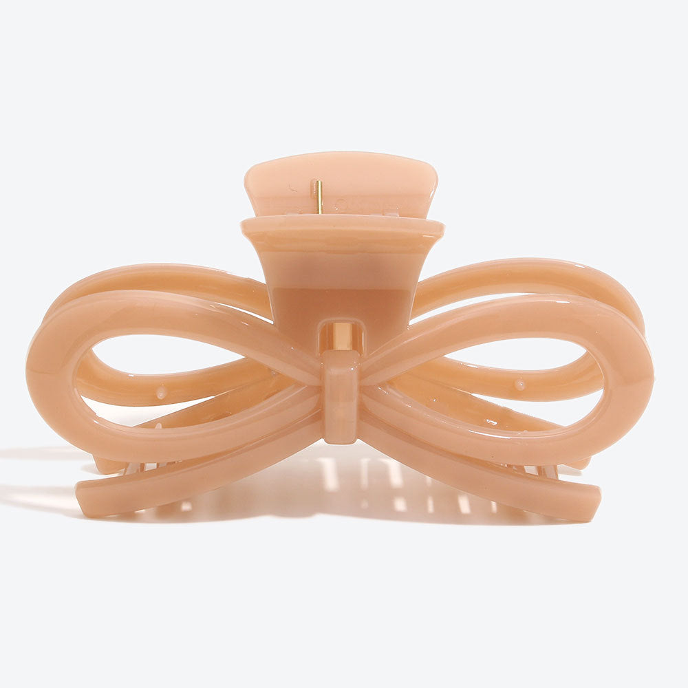 Simple Style Bow Tie Hair Claws For Women In Natural Pink, Winter Hairpin Accessory