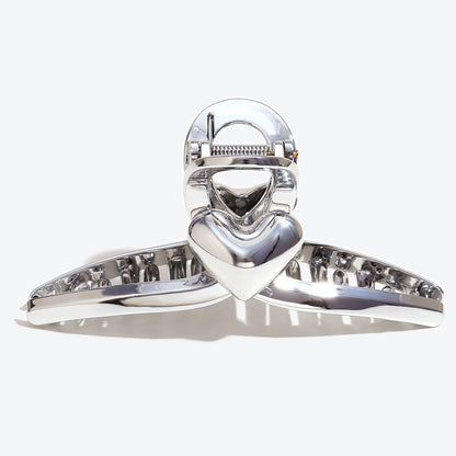 Heart Shape Hair Claws For Women In Silver, Perfect Hairpin Accessory For Summer
