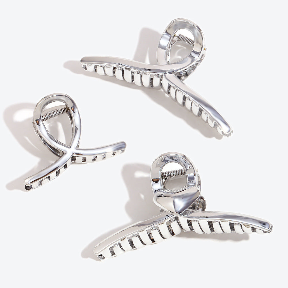 Heart Shape Hair Claws For Women In Silver, Perfect Hairpin Accessory For Summer