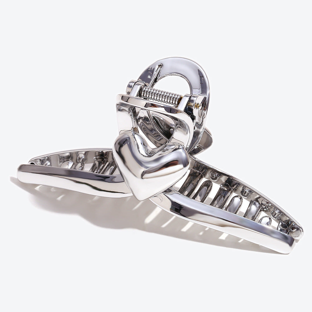 Heart Shape Hair Claws For Women In Silver, Perfect Hairpin Accessory For Summer
