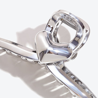 Heart Shape Hair Claws For Women In Silver, Perfect Hairpin Accessory For Summer