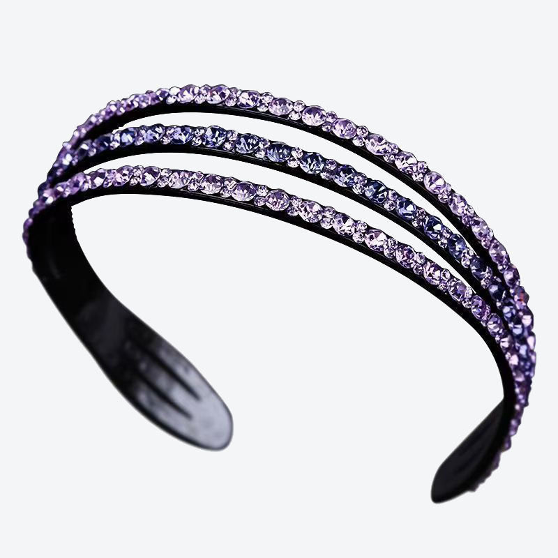 Sparkly Purple Spa Headband For Women With Rhinestones, Stylish Commute Hair Accessory