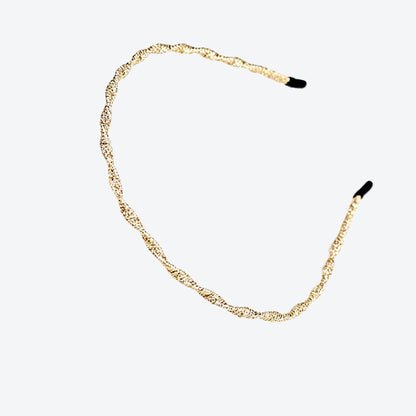 Waves Simple Style Hair Band For Women In Gold Fabric Material
