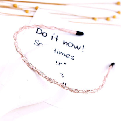 Waves Simple Style Hair Band For Women In Gold Fabric Material
