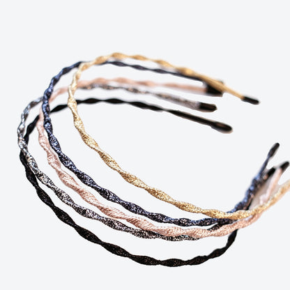 Waves Simple Style Hair Band For Women In Gold Fabric Material