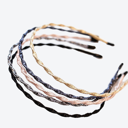 Waves Simple Style Hair Band For Women In Gold Fabric Material