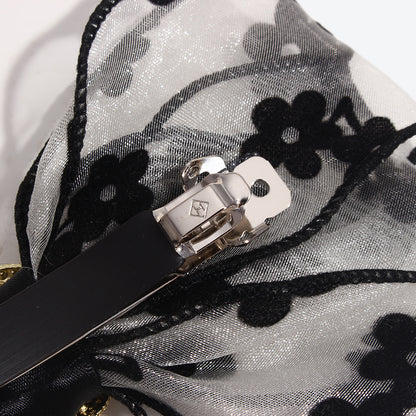 Sweet Pearl Hairpin For Women Made With Gauze, Featuring Dyed Black Color