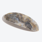 Minimalist and Elegant Acetate Geometric Oval Hair Clip - Gray Lines