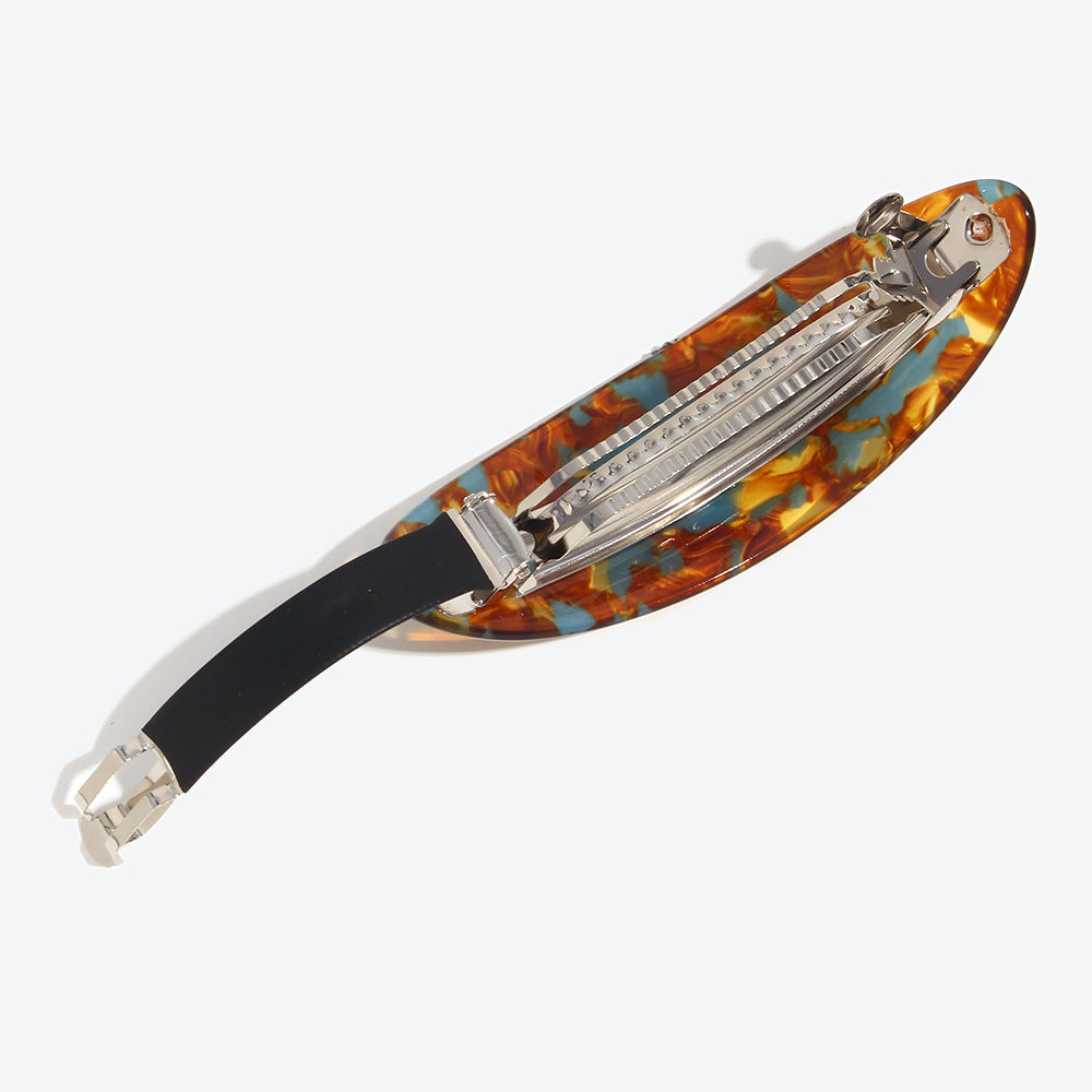 Geometric Commute Hairpin For Women In Caramel, Made With Acetic Acid Sheets, Perfect For Winter
