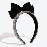 Shiny Full-Diamond Bow Headband - Black Bow