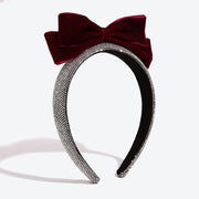 Sparkling Full-Diamond Bow Headband - Red Bow
