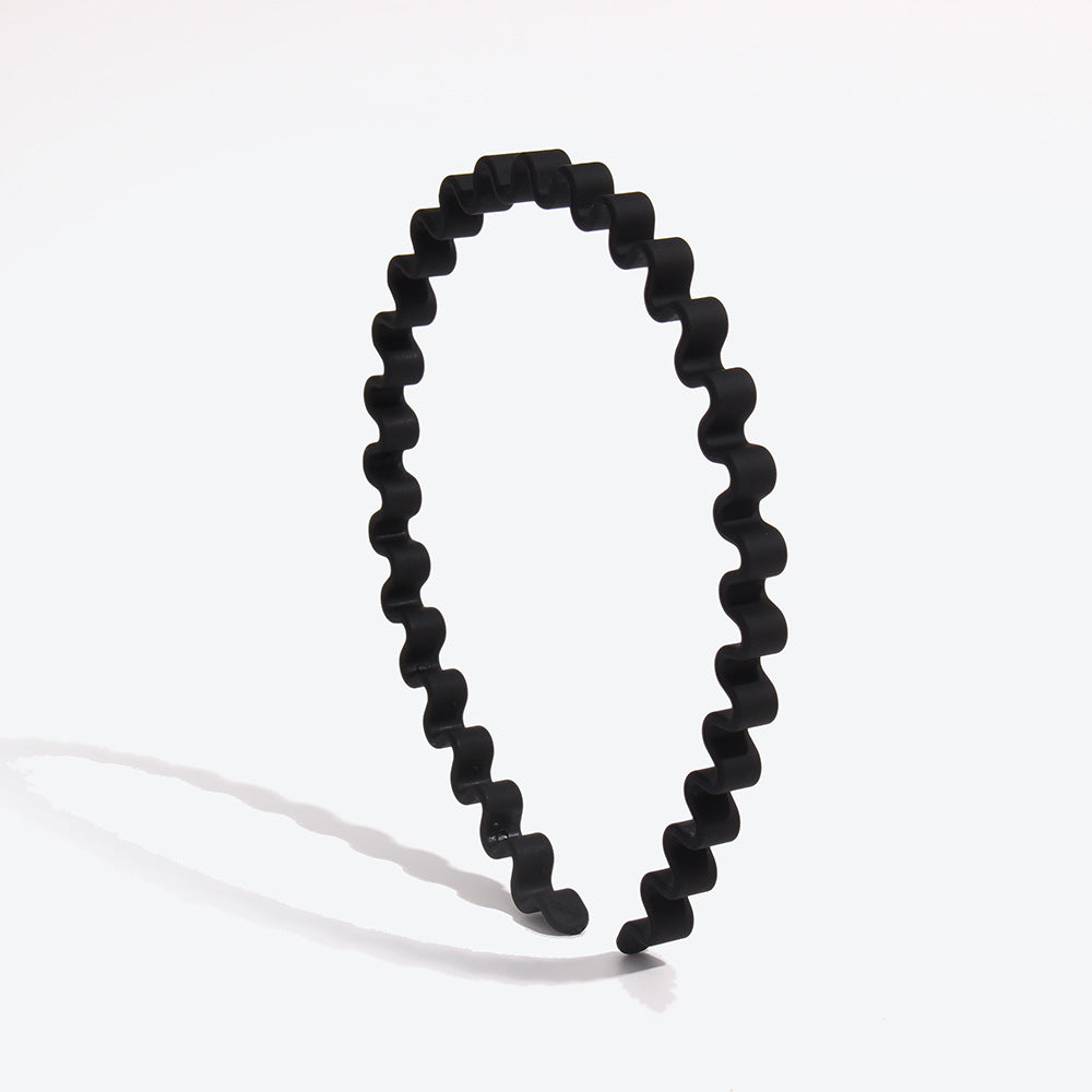 Waves Spa Headband For Women In Simple Style, Acrylic Material, Dyed Black, Perfect For Autumn