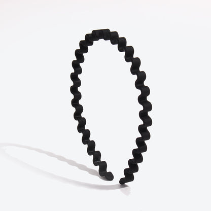 Waves Spa Headband For Women In Simple Style, Acrylic Material, Dyed Black, Perfect For Autumn