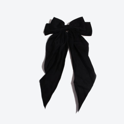 Princess Style Bow Tie Hairpin For Women In Dyed Black Satin, Perfect For Autumn
