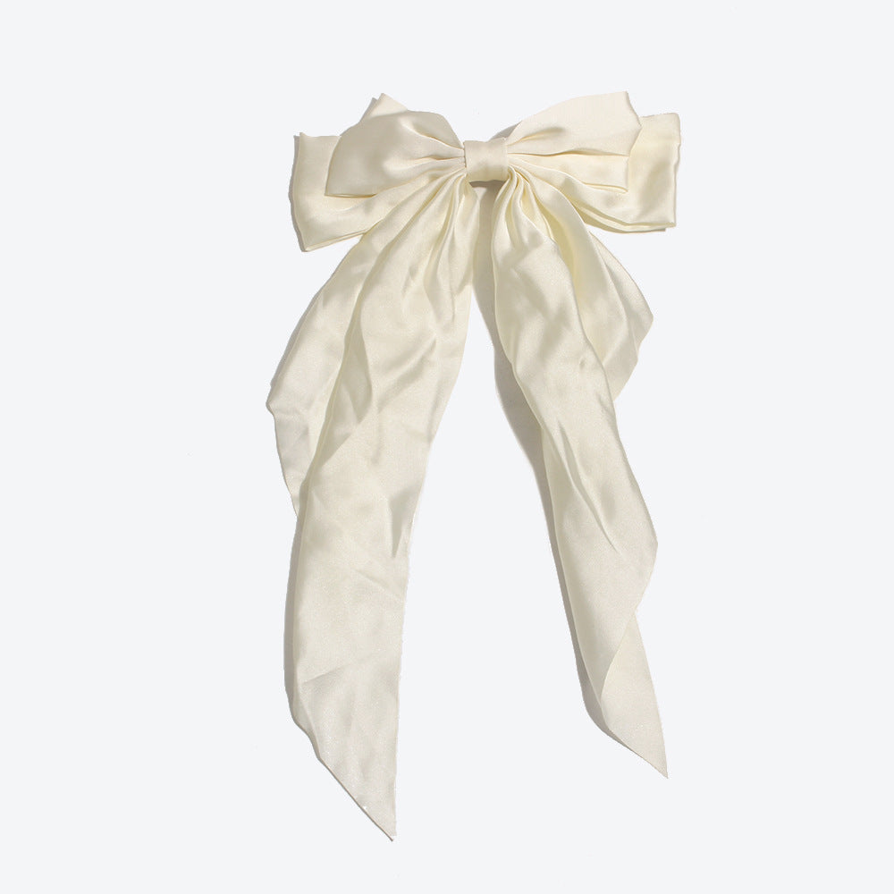 Princess Style Bow Tie Hairpin For Women In Dyed Black Satin, Perfect For Autumn