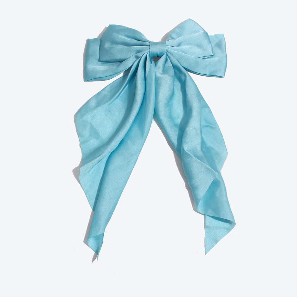 Princess Style Bow Tie Hairpin For Women In Dyed Black Satin, Perfect For Autumn