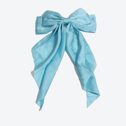 Princess Style Bow Tie Hairpin For Women In Dyed Black Satin, Perfect For Autumn