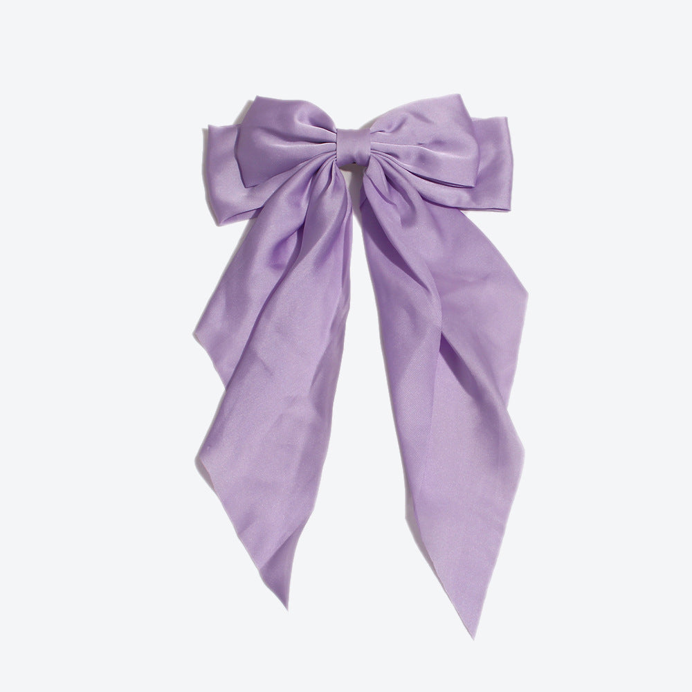 Princess Style Bow Tie Hairpin For Women In Dyed Black Satin, Perfect For Autumn
