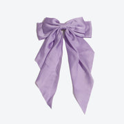 Elegant Large Bow Hair Clip with Ribbon - Light Purple Bow Ribbon