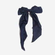Elegant Large Bow Hair Clip with Ribbons - Navy Blue Bow with Ribbons