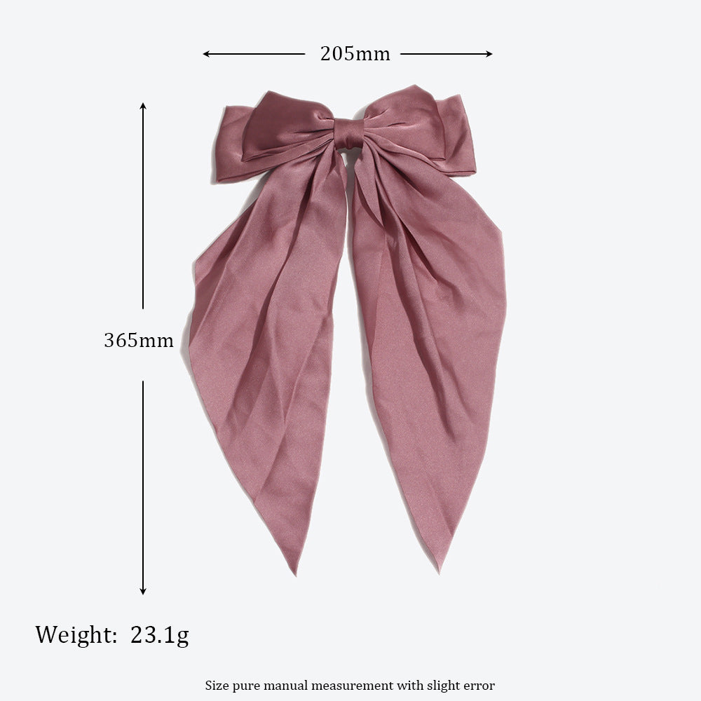 Princess Style Bow Tie Hairpin For Women In Dyed Black Satin, Perfect For Autumn