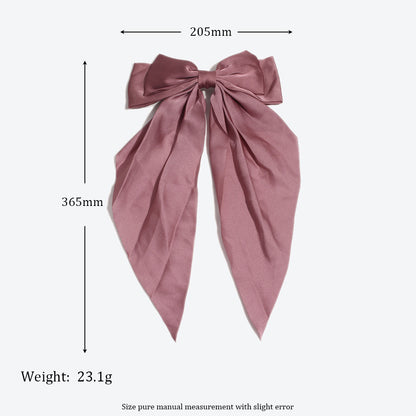 Princess Style Bow Tie Hairpin For Women In Dyed Black Satin, Perfect For Autumn