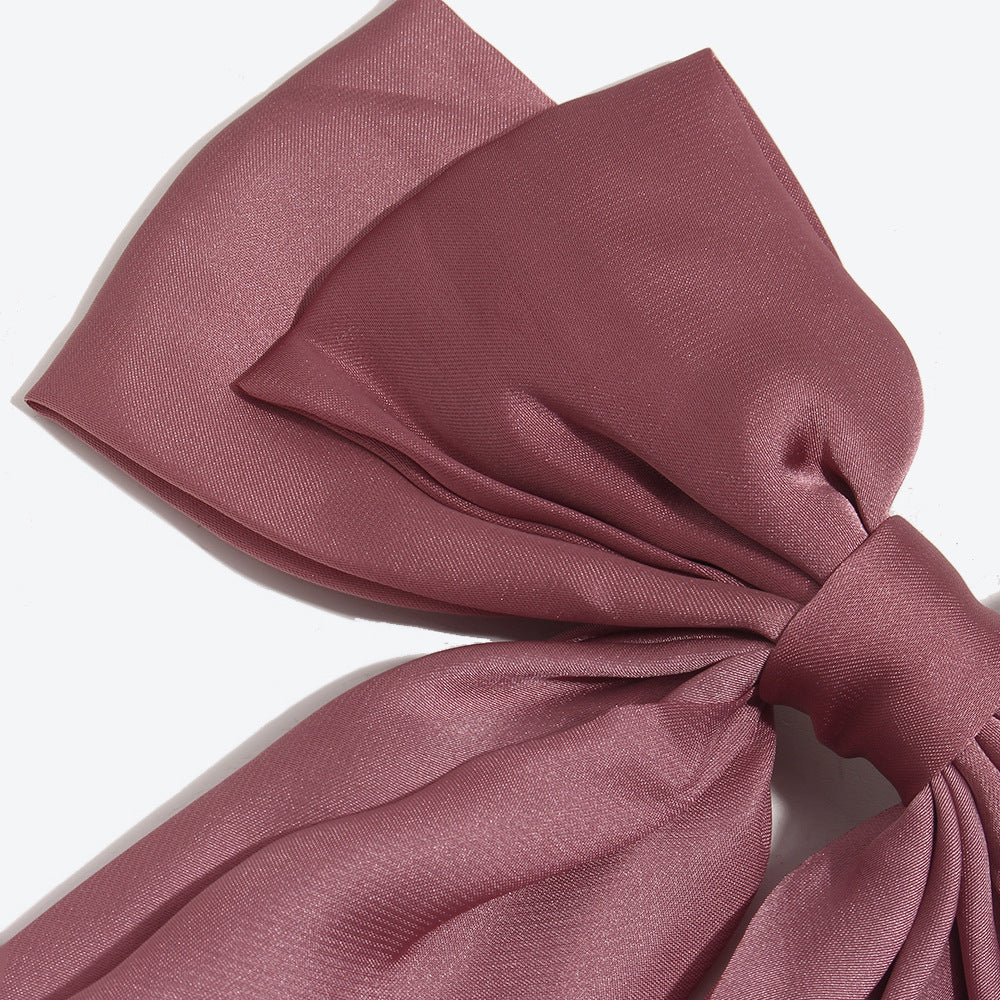 Princess Style Bow Tie Hairpin For Women In Dyed Black Satin, Perfect For Autumn