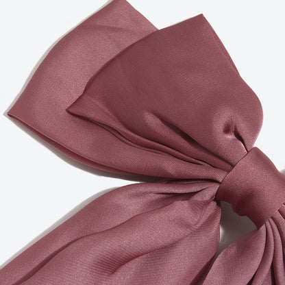Princess Style Bow Tie Hairpin For Women In Dyed Black Satin, Perfect For Autumn