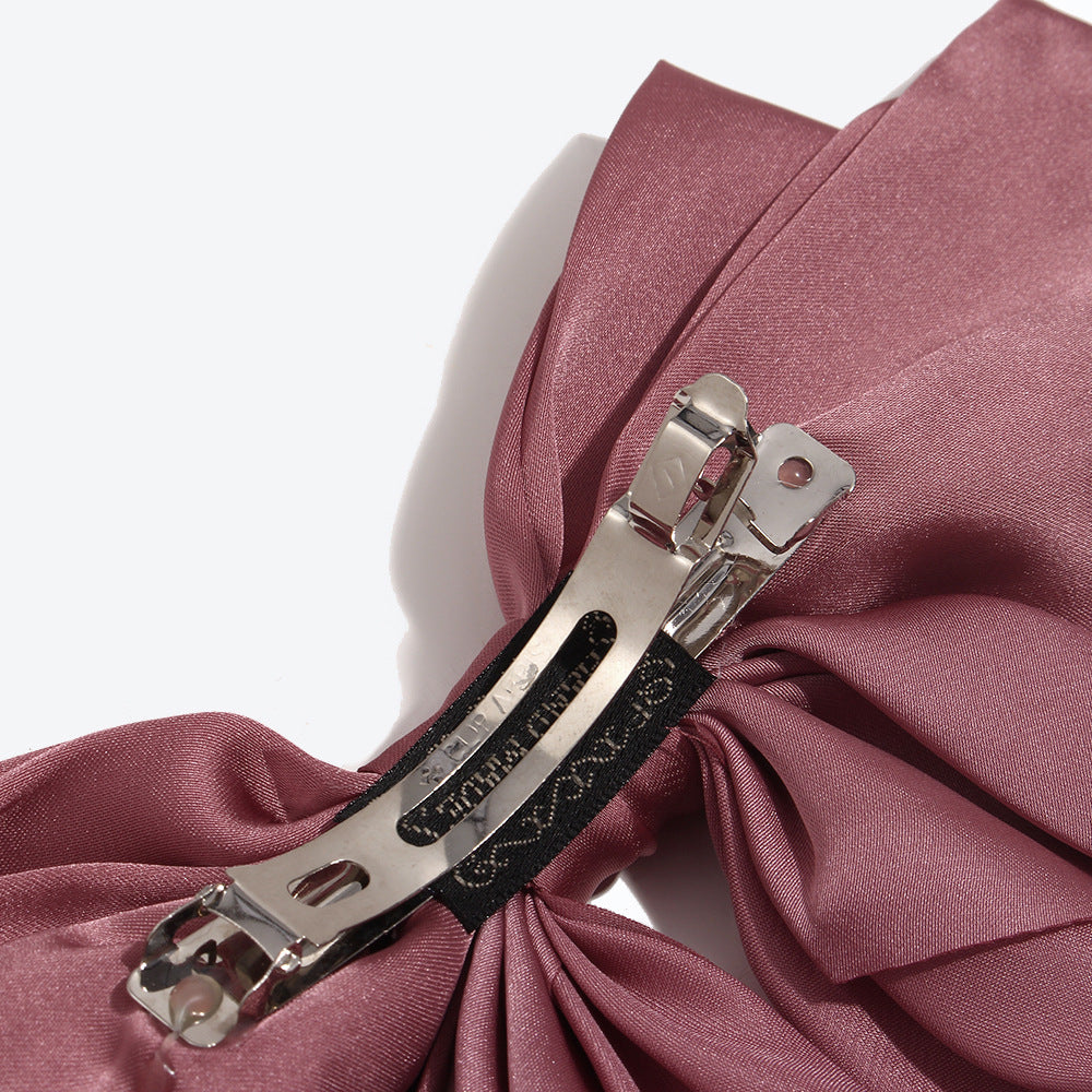 Princess Style Bow Tie Hairpin For Women In Dyed Black Satin, Perfect For Autumn