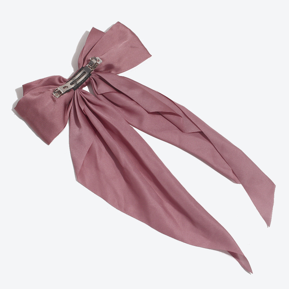 Princess Style Bow Tie Hairpin For Women In Dyed Black Satin, Perfect For Autumn