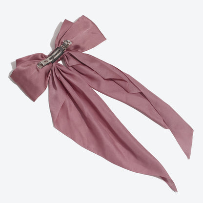 Princess Style Bow Tie Hairpin For Women In Dyed Black Satin, Perfect For Autumn