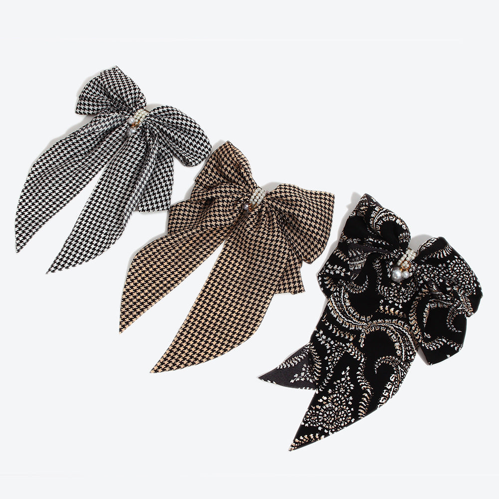 French Style Bow Tie Hairpin For Women In White, Made With Mixed Materials, Perfect For Winter