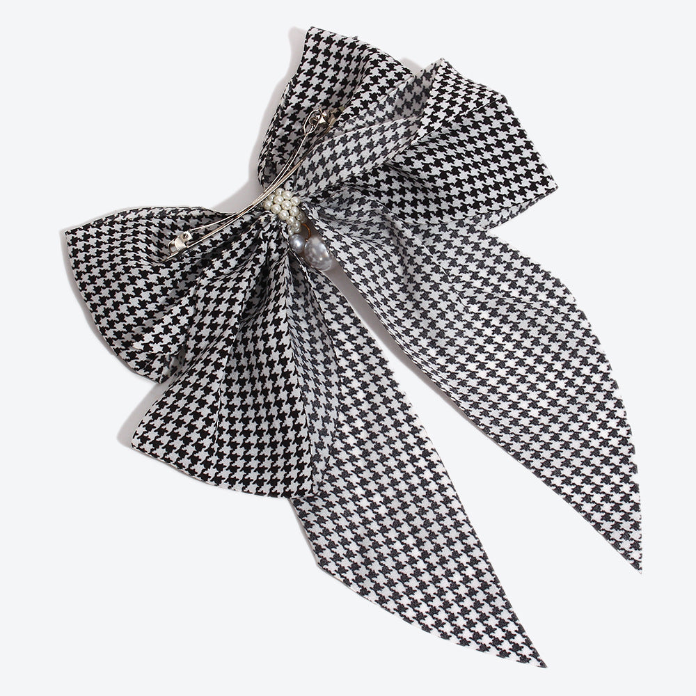 French Style Bow Tie Hairpin For Women In White, Made With Mixed Materials, Perfect For Winter