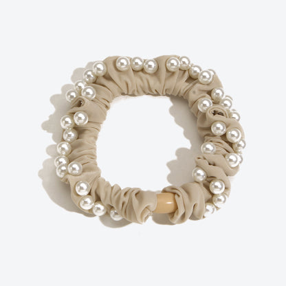 Simple Style Pearl Hair Tie In Dyed Black, Perfect Hair Accessory For Winter