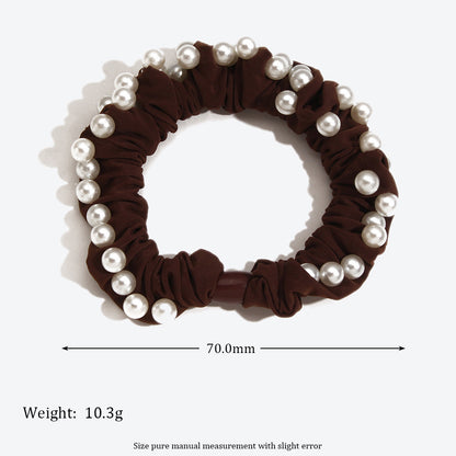 Simple Style Pearl Hair Tie In Dyed Black, Perfect Hair Accessory For Winter