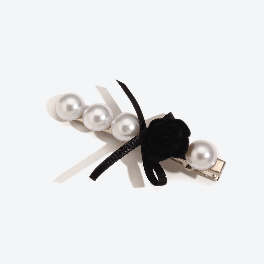 French Style Rose Hairpin For Women In Dyed Black, Perfect Hair Accessory For Autumn