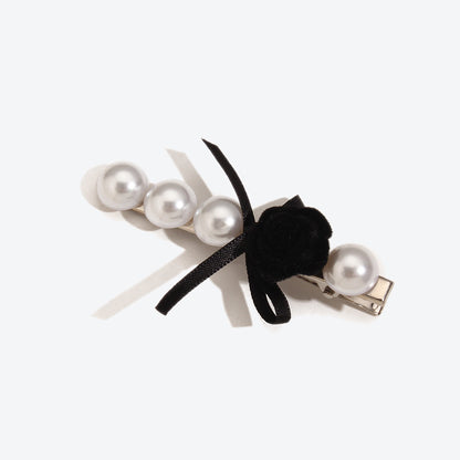 French Style Rose Hairpin For Women In Dyed Black, Perfect Hair Accessory For Autumn