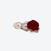 Vintage Rose Flower Hair Clip for Girls - Red Rose Hair Clip