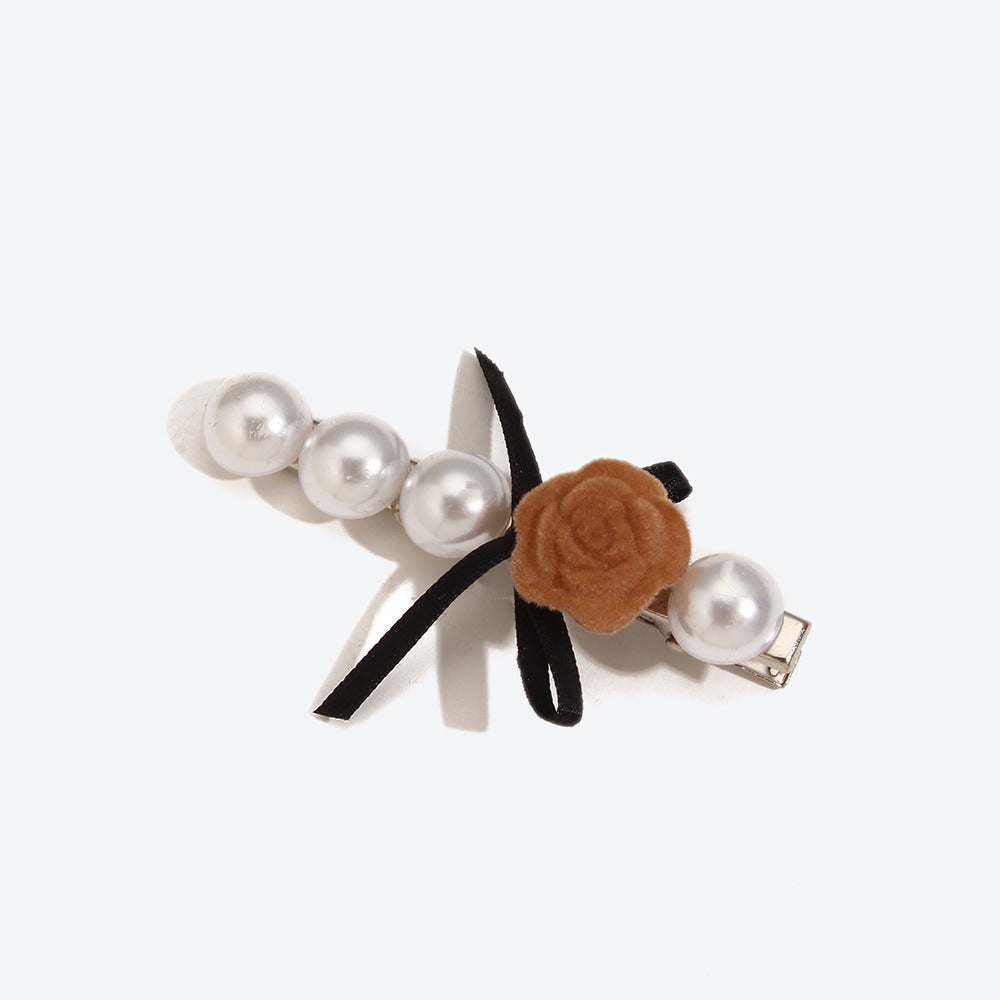 French Style Rose Hairpin For Women In Dyed Black, Perfect Hair Accessory For Autumn