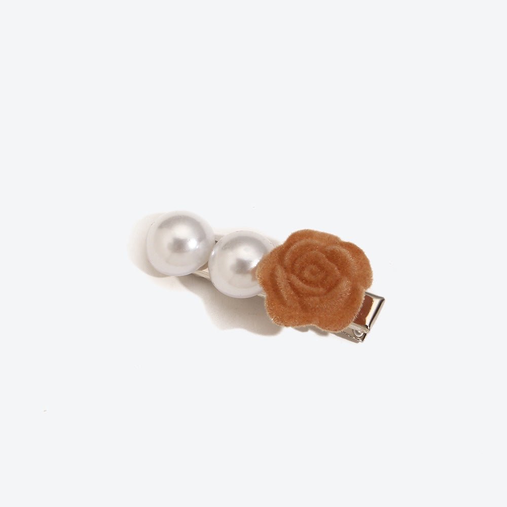 French Style Rose Hairpin For Women In Dyed Black, Perfect Hair Accessory For Autumn