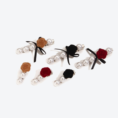 French Style Rose Hairpin For Women In Dyed Black, Perfect Hair Accessory For Autumn