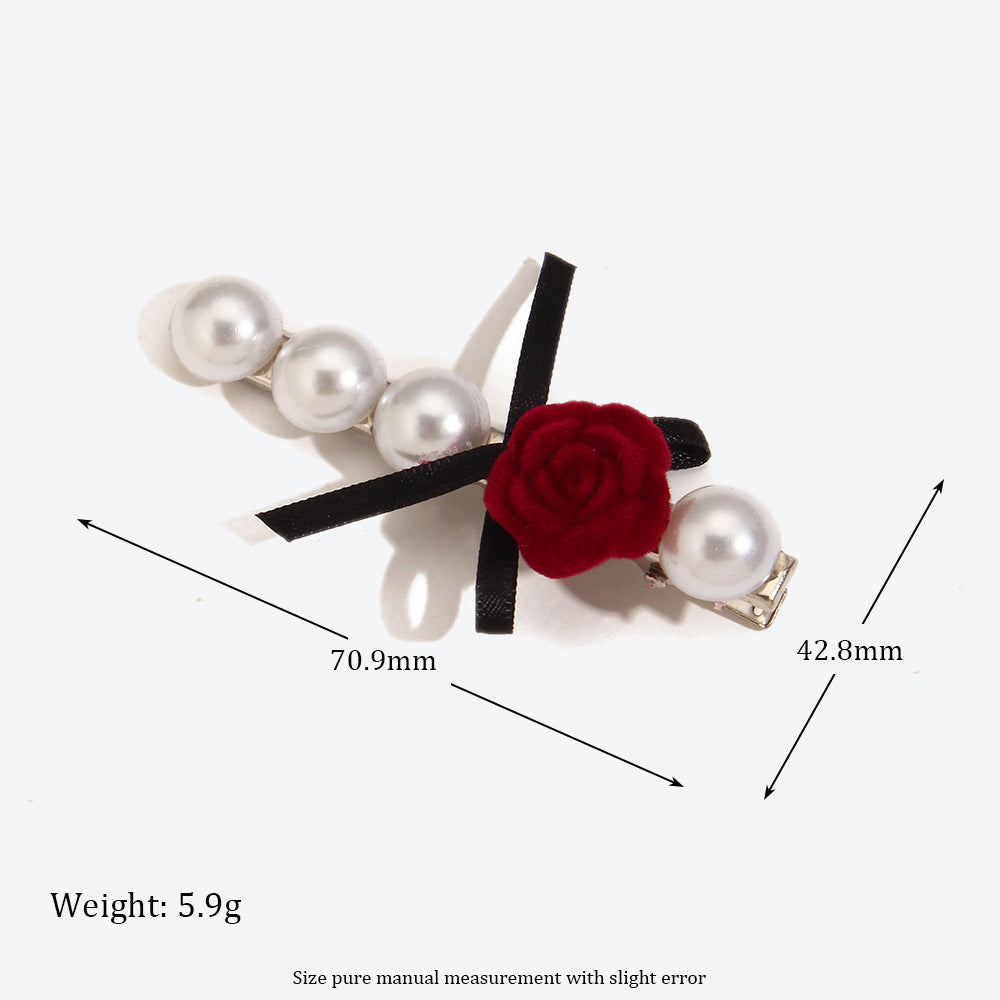 French Style Rose Hairpin For Women In Dyed Black, Perfect Hair Accessory For Autumn