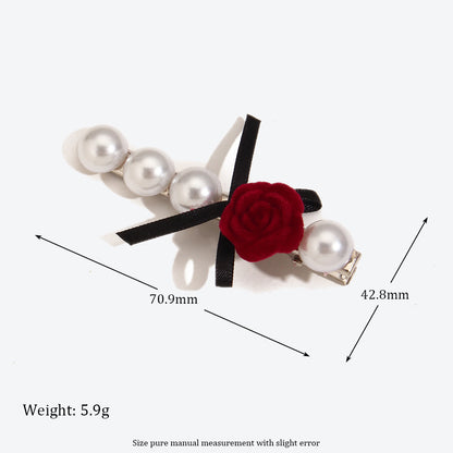 French Style Rose Hairpin For Women In Dyed Black, Perfect Hair Accessory For Autumn